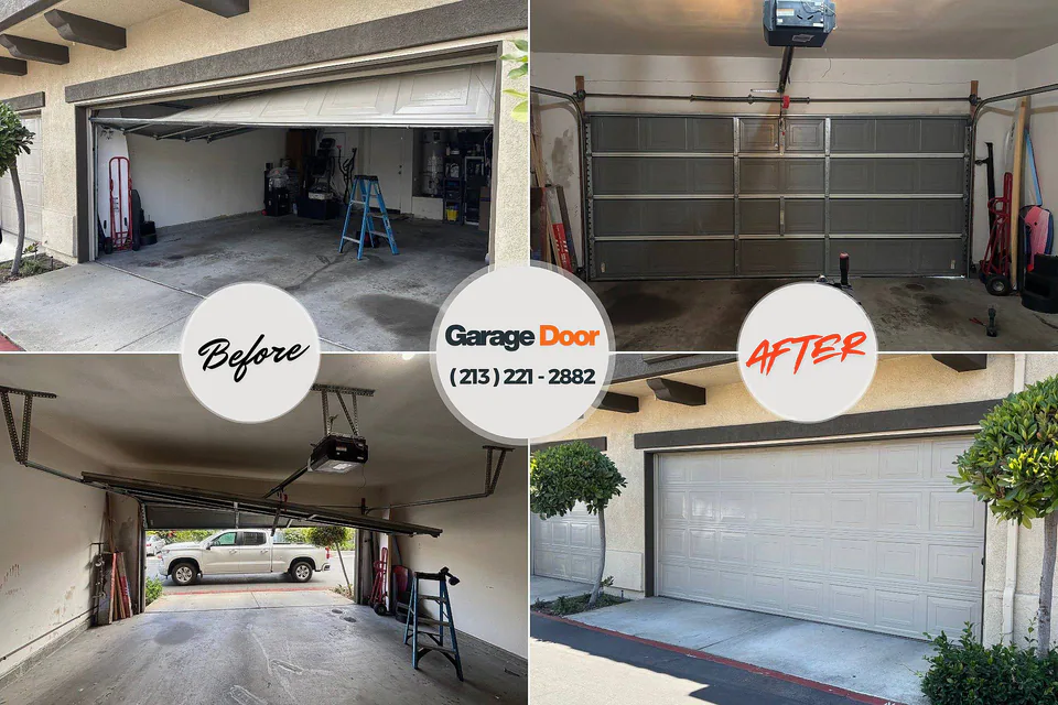 Before and after: garage door repair Downtown Sulphur Springs Sulphur Springs